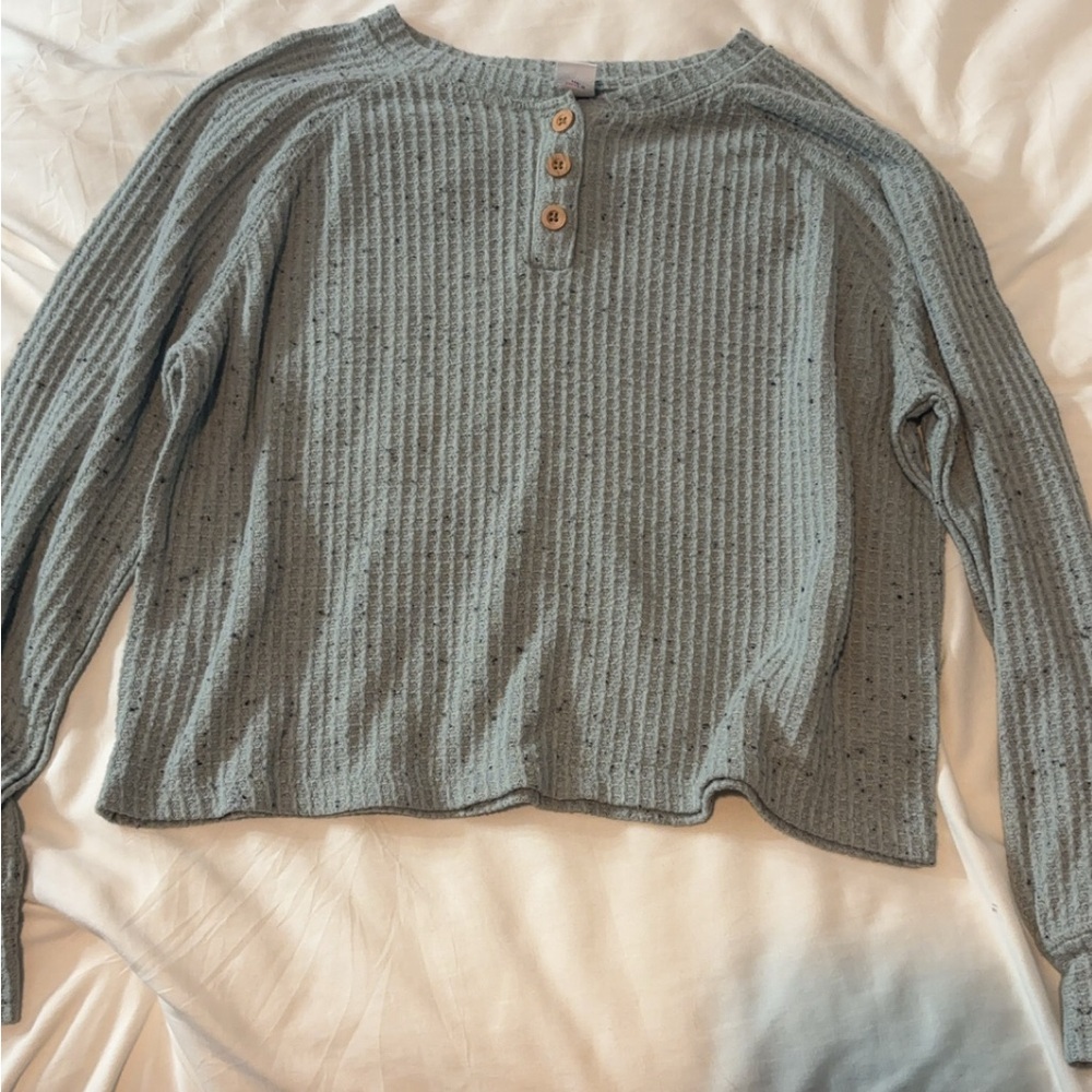 Kids Ribbed Knit Top - Blue